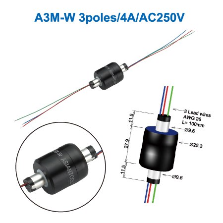 اسلیپ رینگ 3 پل (روتاری کانکتور) Asiantool ایشن تول ساخت تایوان مدل A3M-W
